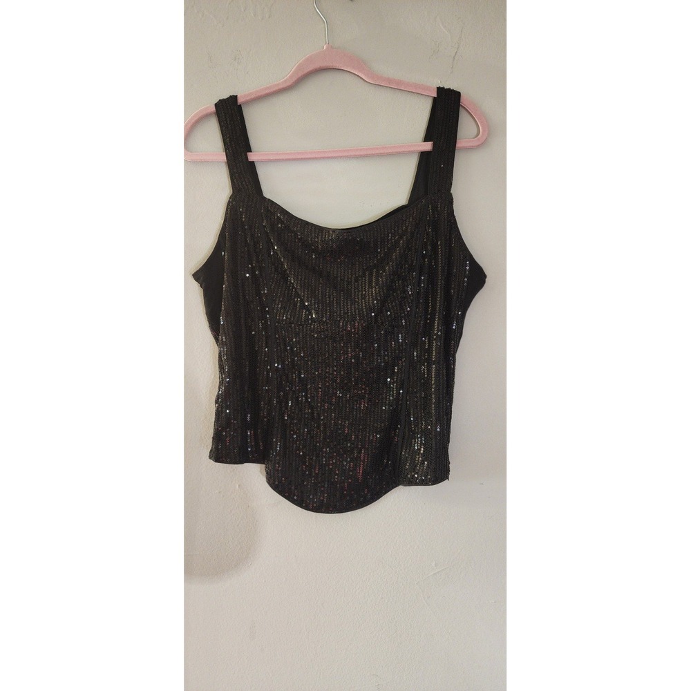 NWT Grace Karin Black Sequin Top size XL